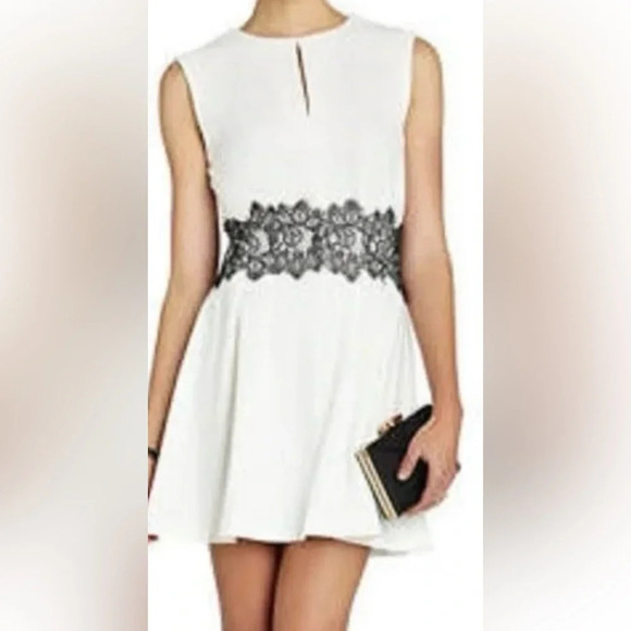BCBG Generation Women’s dress Off White with black lace detail Size 12 - Picture 1 of 12